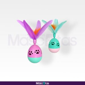 Juguete Interactivo para Gatos – Huevo con Plumas Balanceables